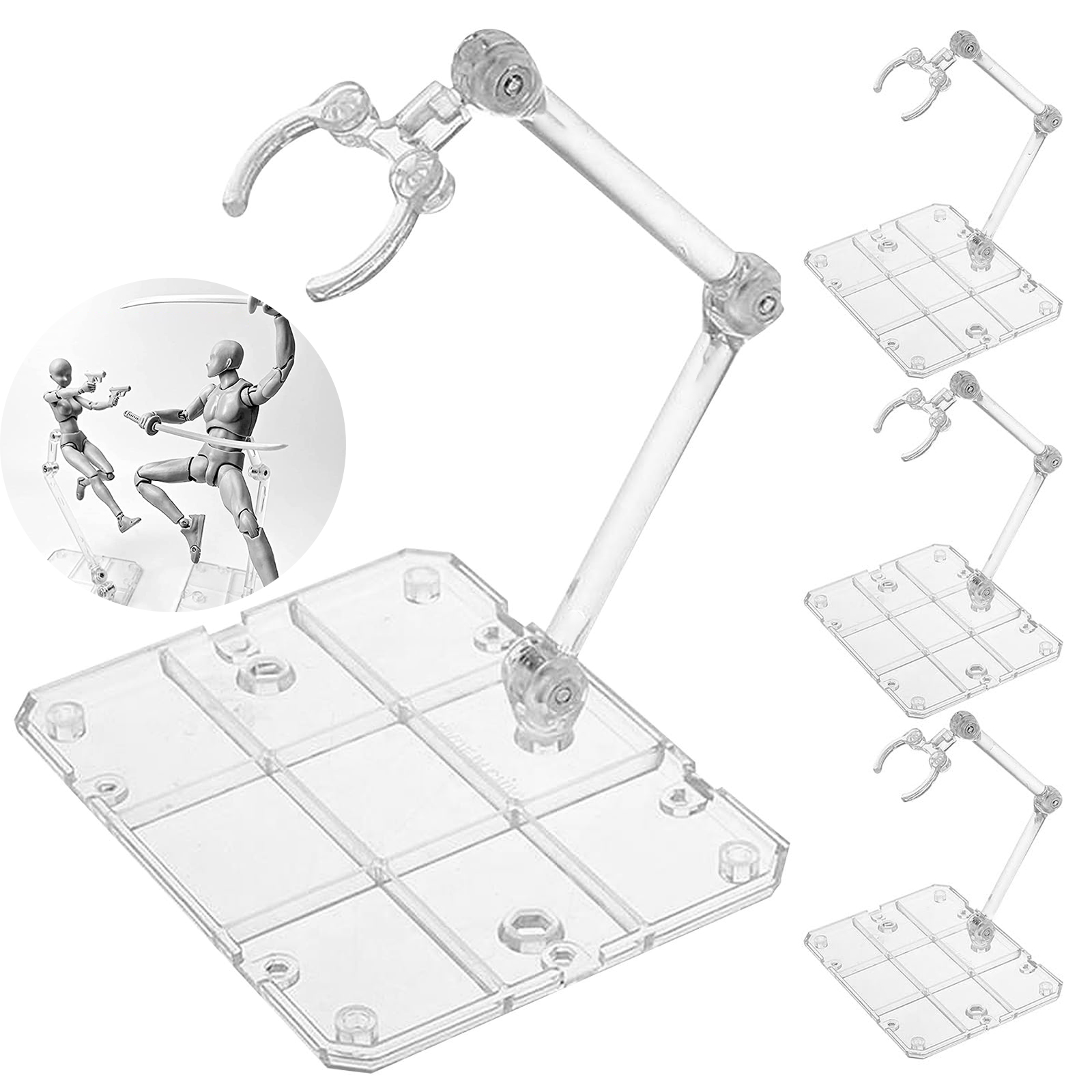 Model Kit Jms - Support de figurine d'action transparent, Support