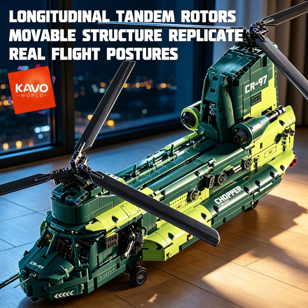 Model Kit In Era - KAVOWORLD 1826 pièces, hélicoptère de transport